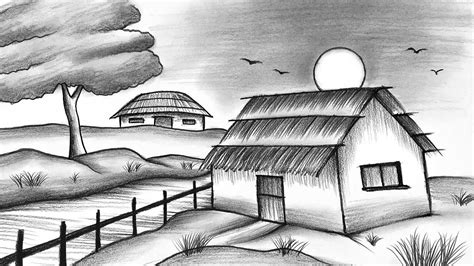 köy evi çizimi kolay
